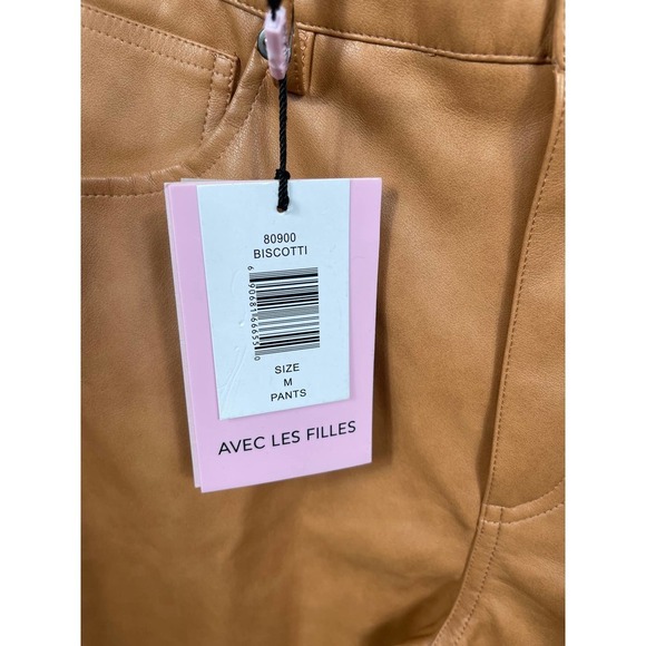Avec Les Filles Straight Leg Faux Leather Pants in Biscotti Size M - Picture 7 of 9
